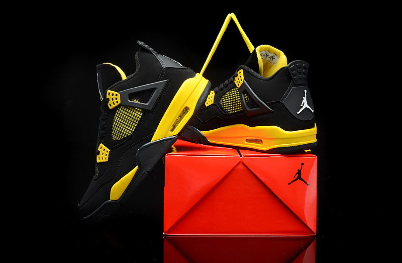 Air Jordan 4 Men Shoes Black/Yellow Online